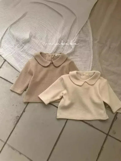 長袖Tシャツ ベビートップス シンプル丸襟長袖Tシャツブラウス【mh0008573】