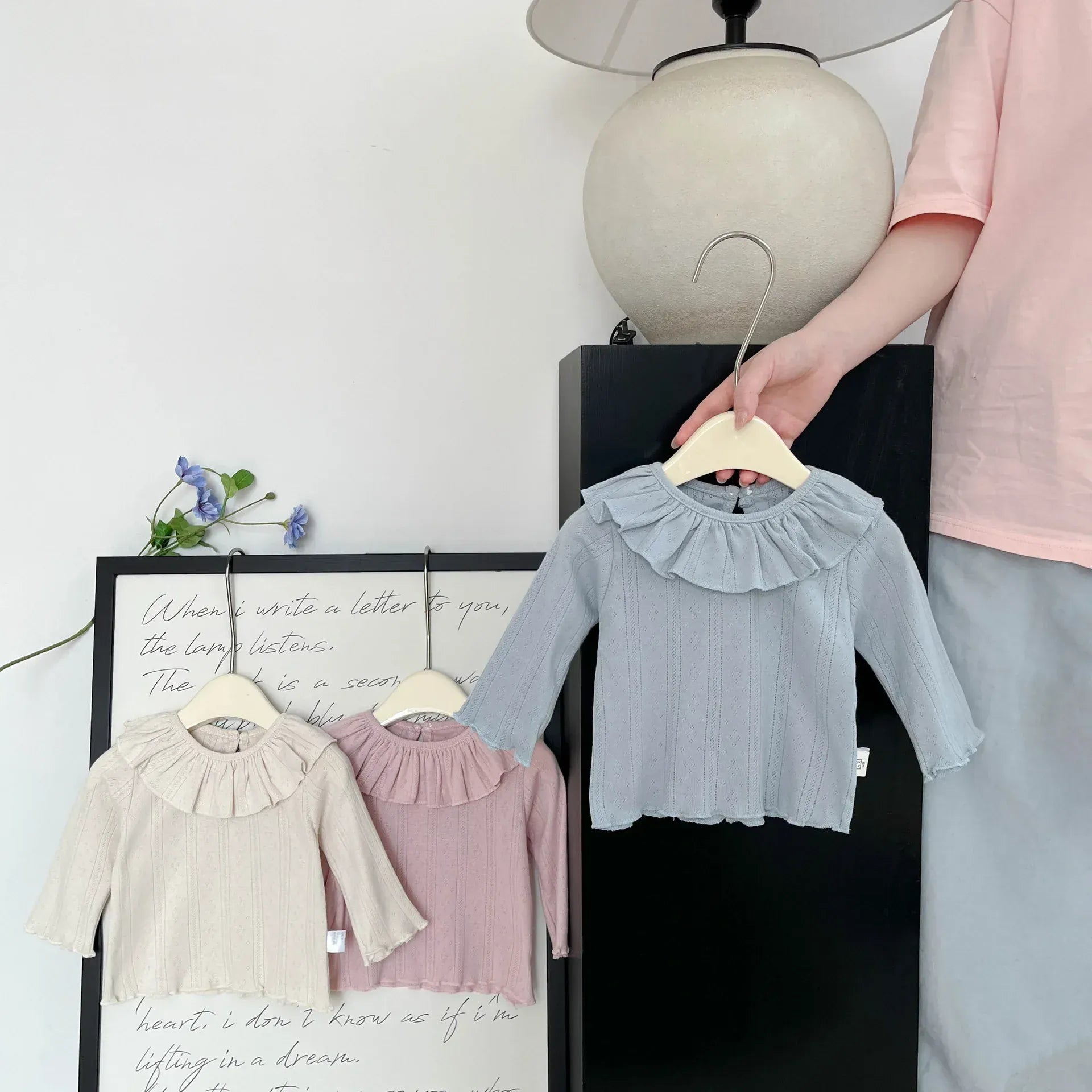 長袖Tシャツ ベビートップス ラッフルフリル襟長袖Tシャツ【mh0008688】