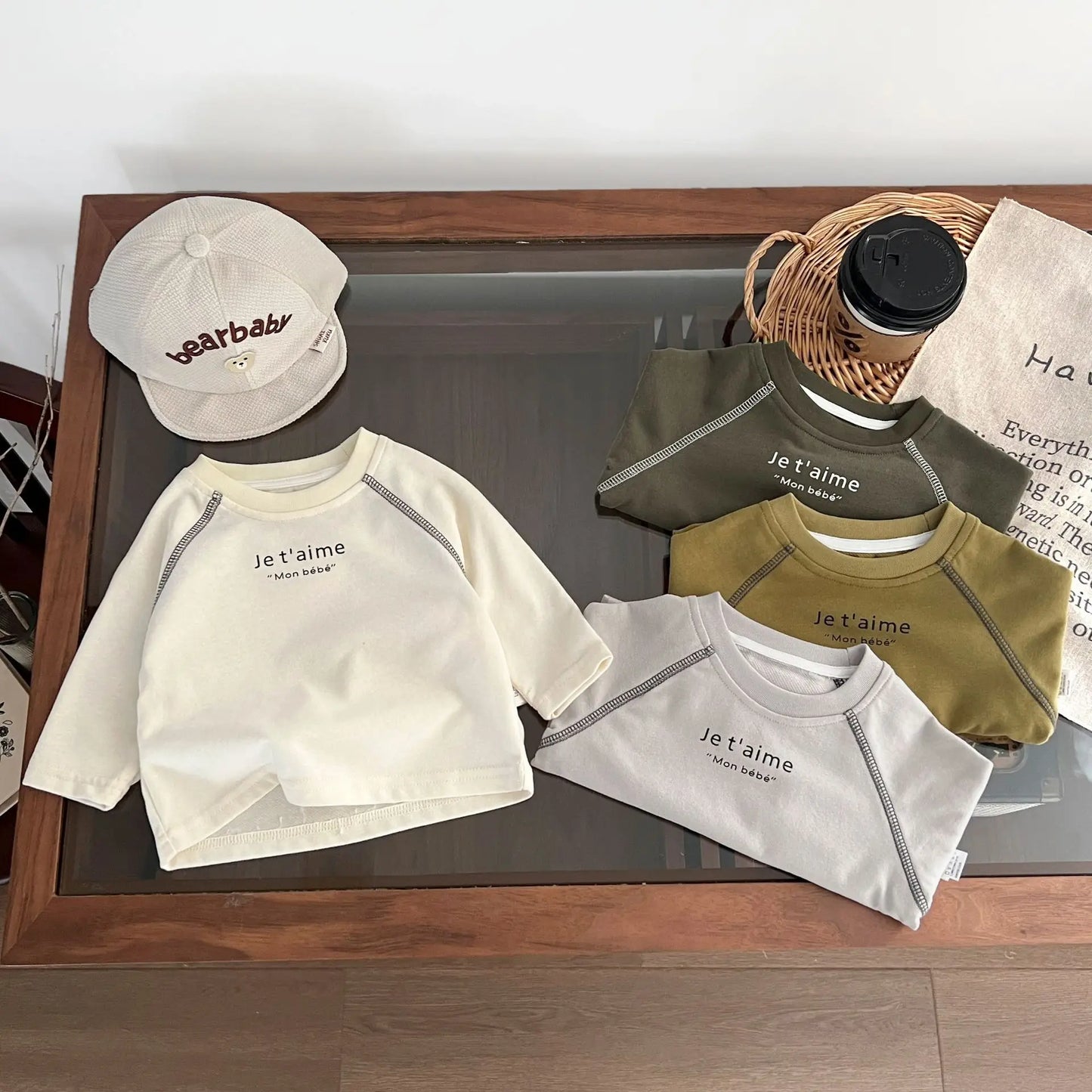 長袖Tシャツ ベビートップス レターロゴプリント長袖Tシャツ【mh0008693】