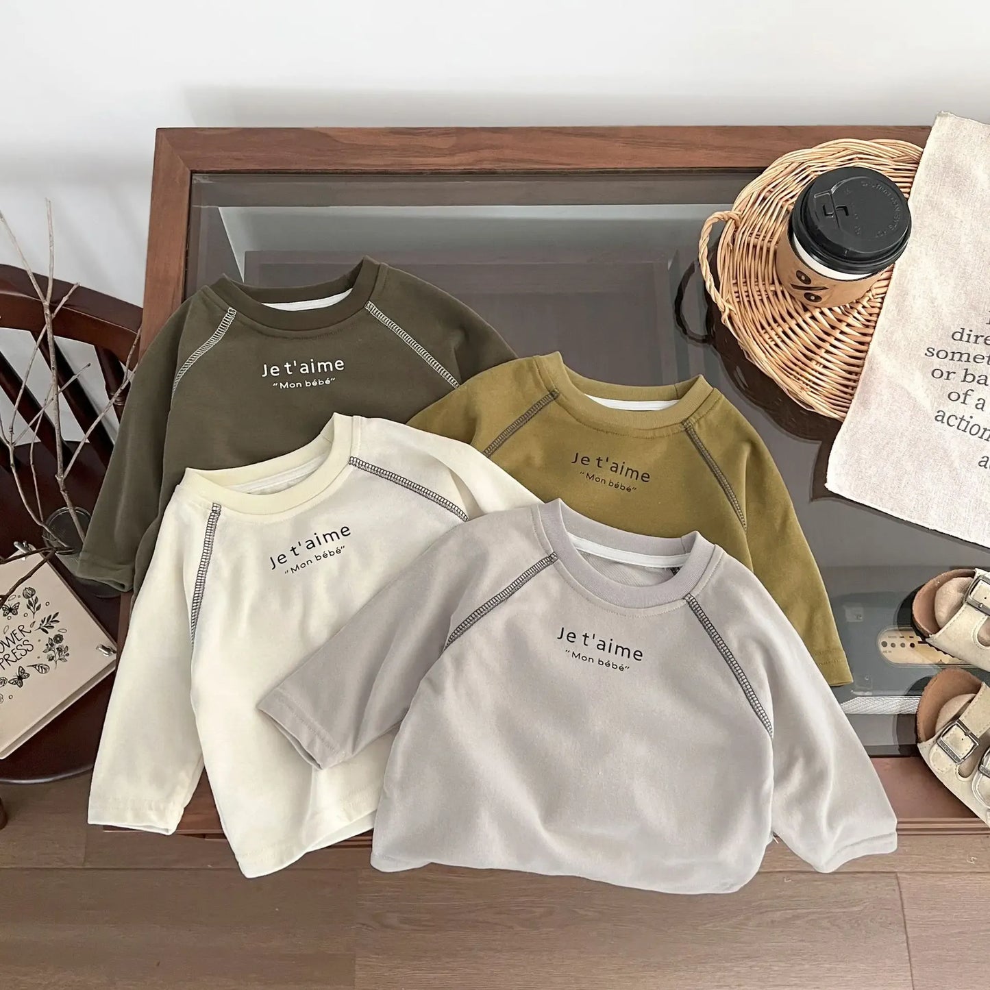 長袖Tシャツ ベビートップス レターロゴプリント長袖Tシャツ【mh0008693】