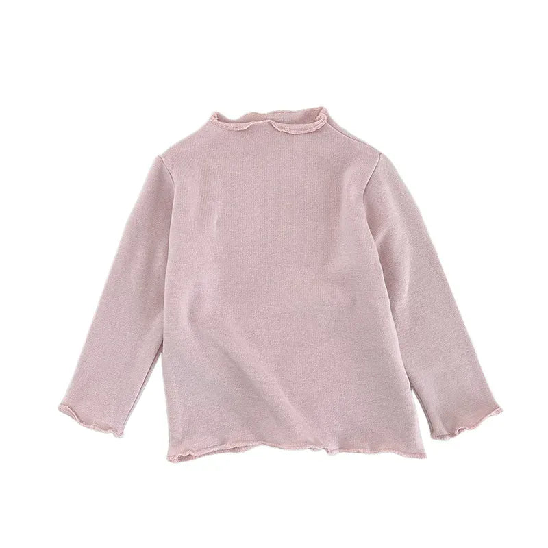 長袖Tシャツ ベビートップス フリルハイネックシンプルベーシック長袖Tシャツ【mh0008703】