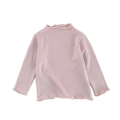 長袖Tシャツ ベビートップス フリルハイネックシンプルベーシック長袖Tシャツ【mh0008703】