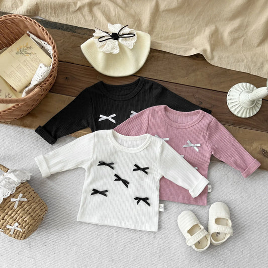 長袖Tシャツ ベビートップス リボン長袖Tシャツカットソー【mh0008704】