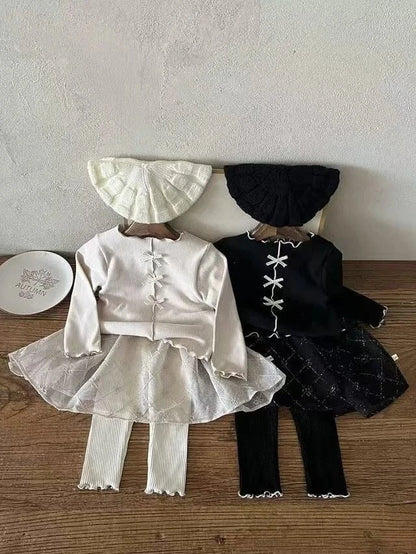 長袖Tシャツ ベビートップス センタータックリボン長袖Tシャツカットソー【mh0008713】