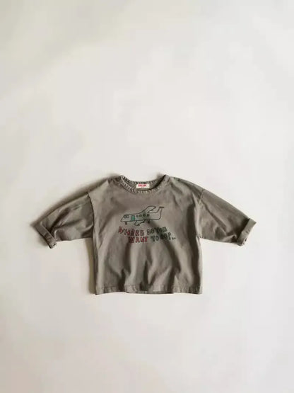 長袖Tシャツ キッズトップス 飛行機プリント長袖Tシャツ【mh0008722】