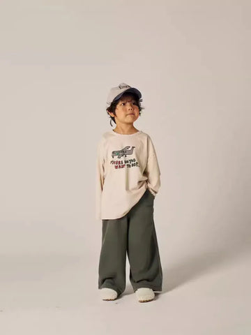 長袖Tシャツ キッズトップス 飛行機プリント長袖Tシャツ【mh0008722】