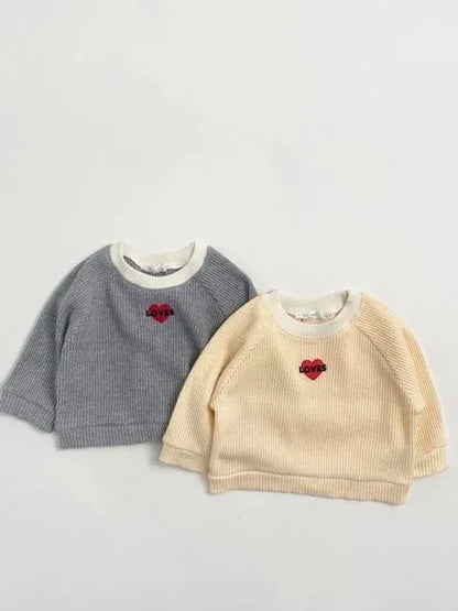 長袖Tシャツ キッズトップス ハートロゴ刺繍長袖Tシャツ【mh0008738】