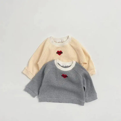 長袖Tシャツ キッズトップス ハートロゴ刺繍長袖Tシャツ【mh0008738】