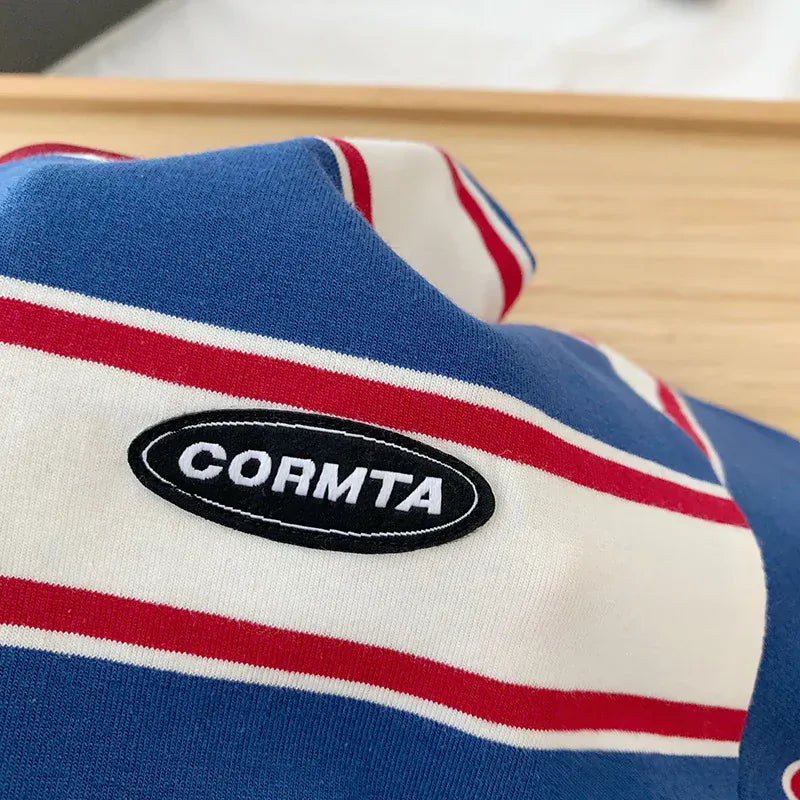 長袖Tシャツ キッズトップス 太ボーダーレトロ長袖Tシャツ【mh0008796】