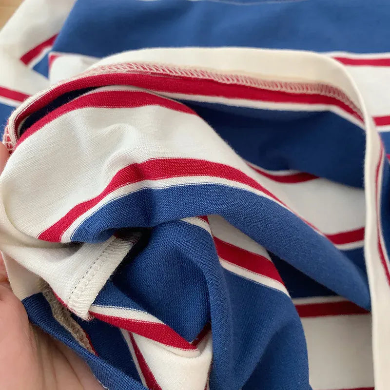 長袖Tシャツ キッズトップス 太ボーダーレトロ長袖Tシャツ【mh0008796】