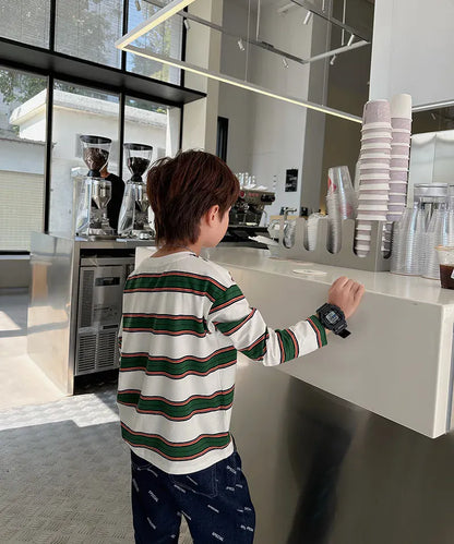 長袖Tシャツ キッズトップス レトロ太ボーダー長袖Tシャツ【mh0008797】
