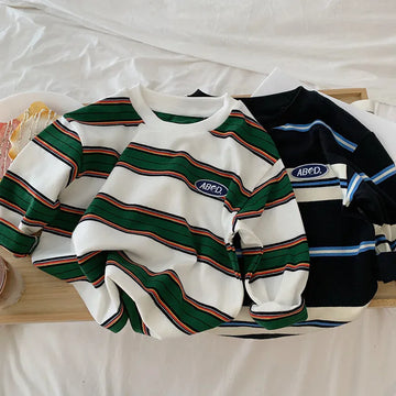 長袖Tシャツ キッズトップス レトロ太ボーダー長袖Tシャツ【mh0008797】
