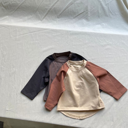 長袖Tシャツ ベビートップス ラグランパッチワーク長袖Tシャツ【mh0009104】