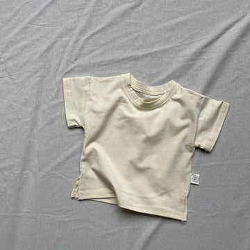 半袖Tシャツ ベビートップス シンプルスモーキーカラーサイドスリット半袖Tシャツ【mh0009166】