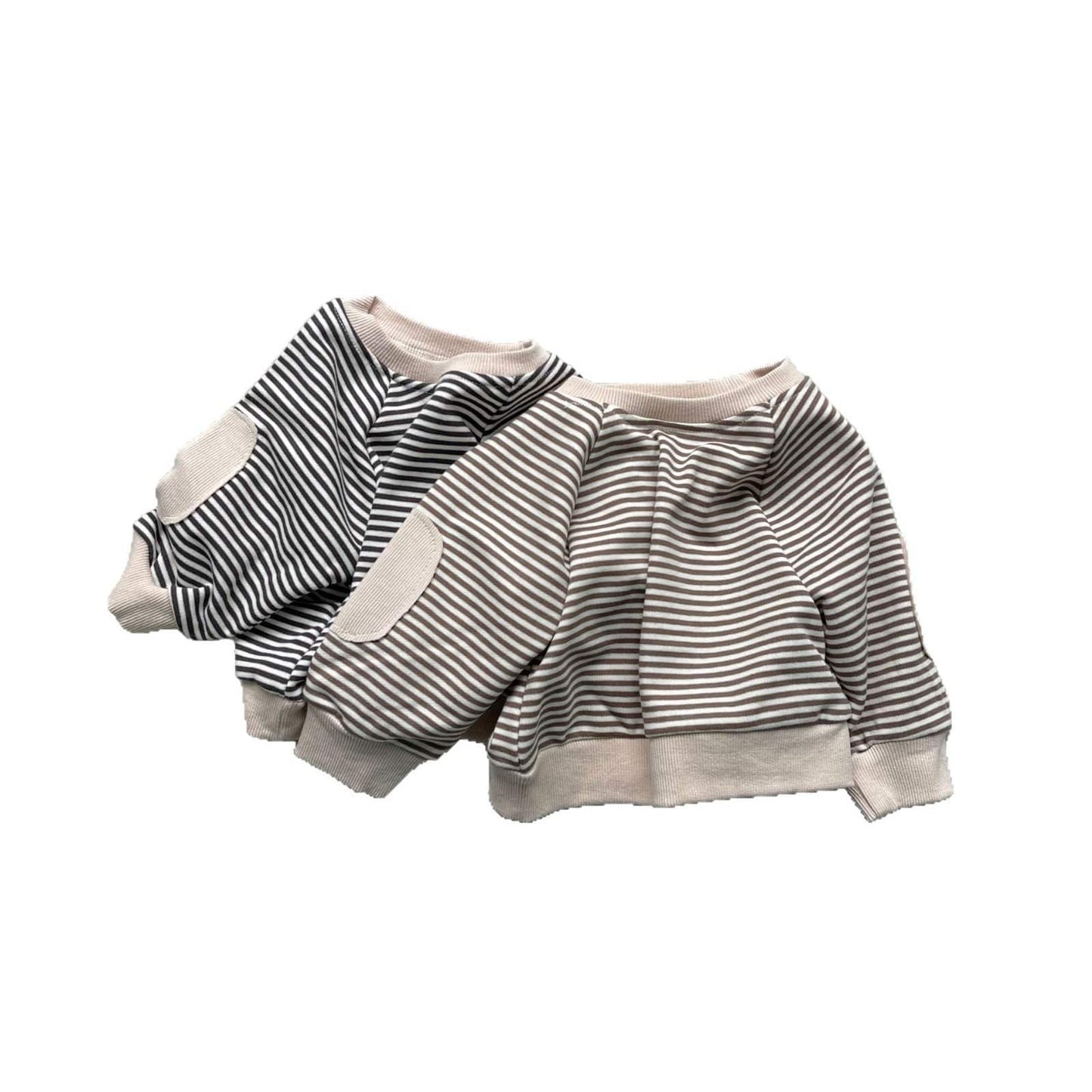 長袖Tシャツ 肘パッチボーダー長袖Tシャツ【mh0009441】