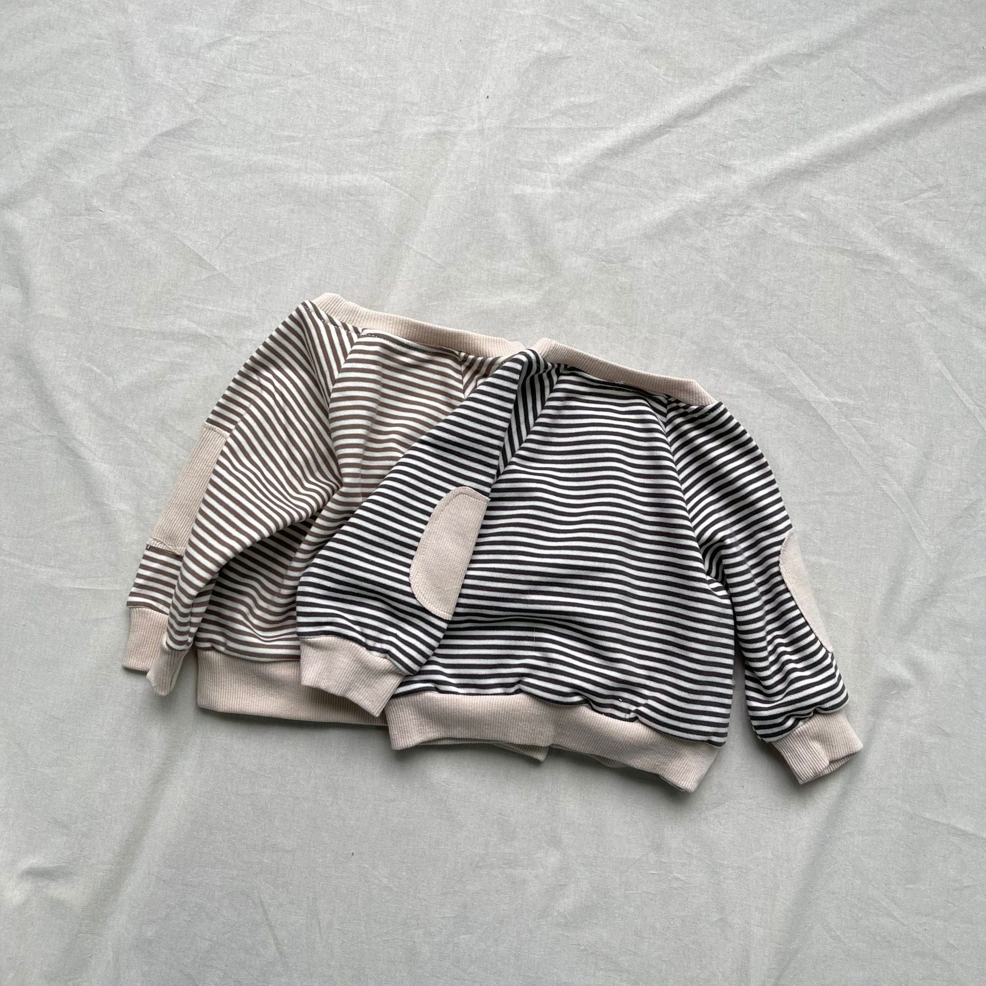 長袖Tシャツ 肘パッチボーダー長袖Tシャツ【mh0009441】