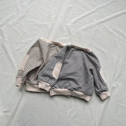 長袖Tシャツ 肘パッチボーダー長袖Tシャツ【mh0009441】