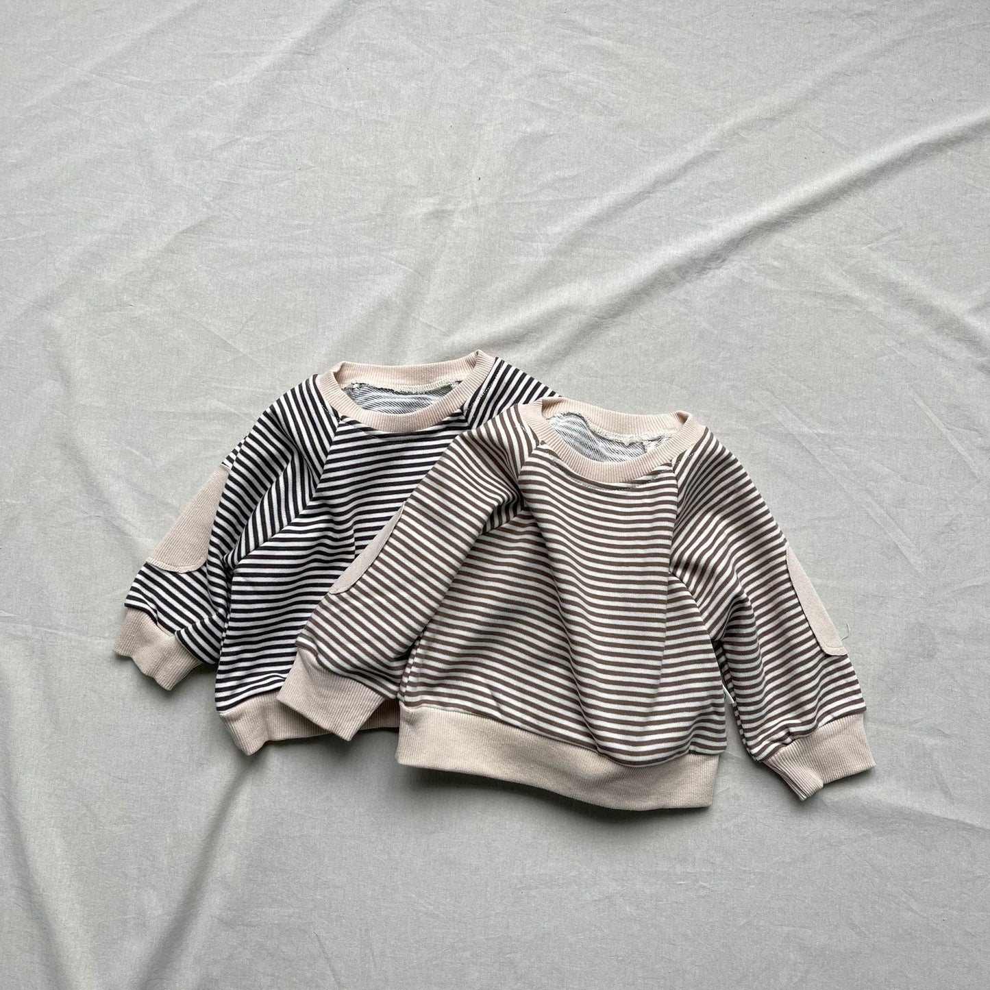 長袖Tシャツ 肘パッチボーダー長袖Tシャツ【mh0009441】