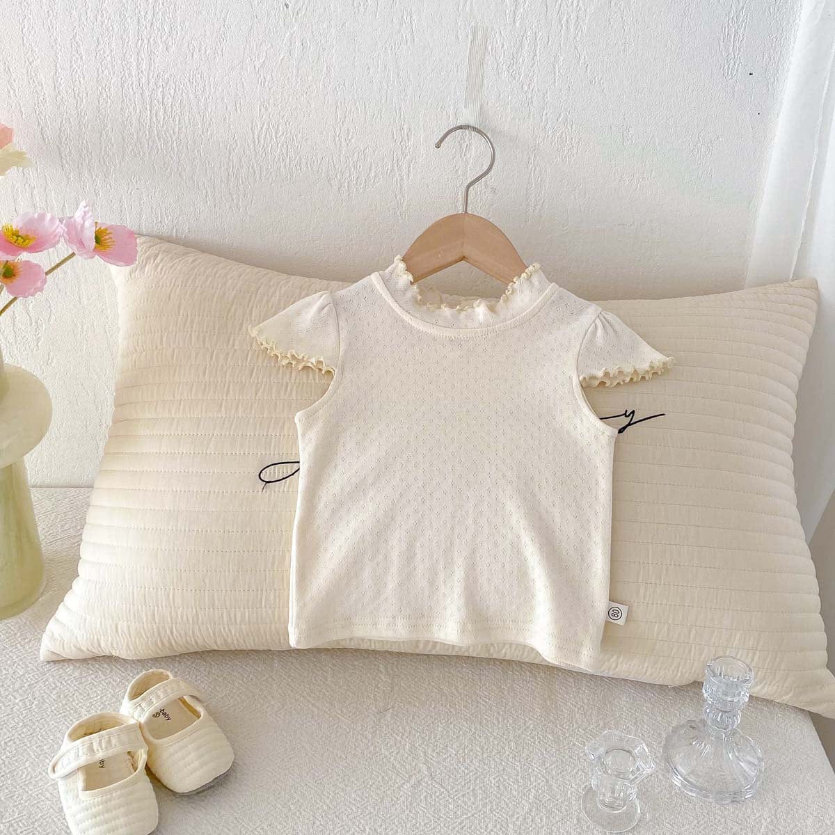 半袖Tシャツ フリルスタンドカラー半袖Tシャツ【mh0010348】