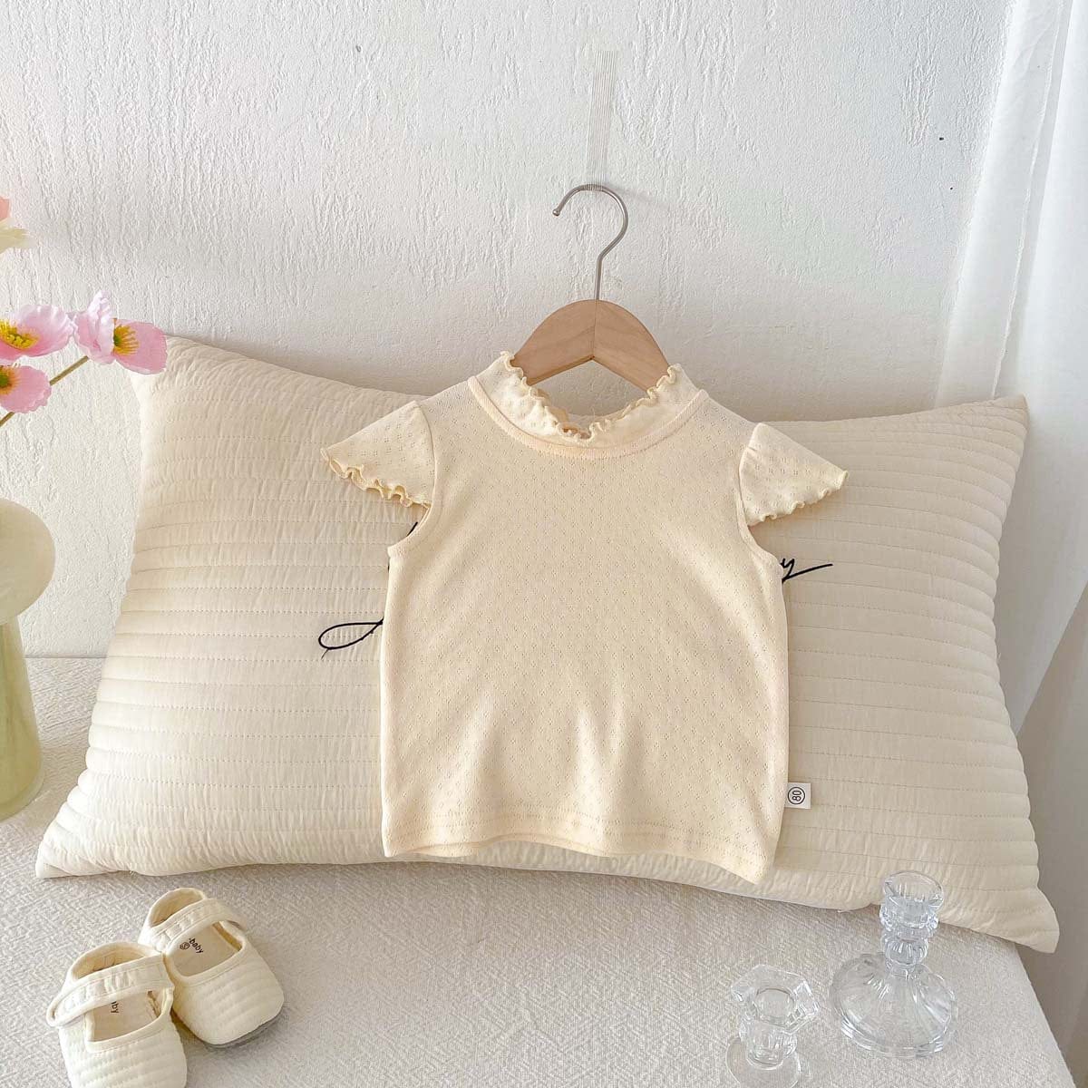 半袖Tシャツ フリルスタンドカラー半袖Tシャツ【mh0010348】