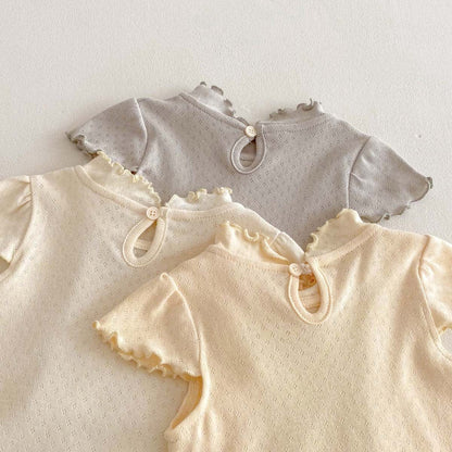 半袖Tシャツ フリルスタンドカラー半袖Tシャツ【mh0010348】