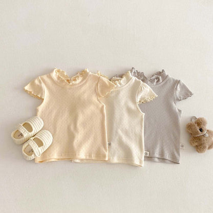 半袖Tシャツ フリルスタンドカラー半袖Tシャツ【mh0010348】