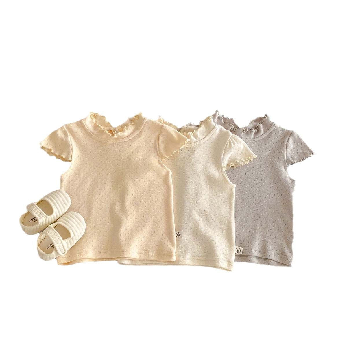 半袖Tシャツ フリルスタンドカラー半袖Tシャツ【mh0010348】