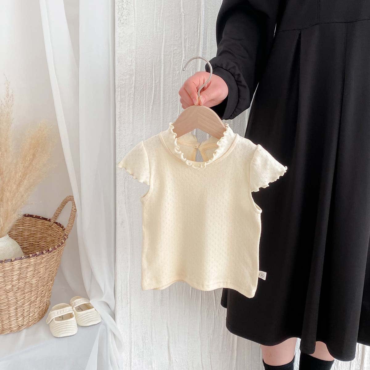 半袖Tシャツ フリルスタンドカラー半袖Tシャツ【mh0010348】