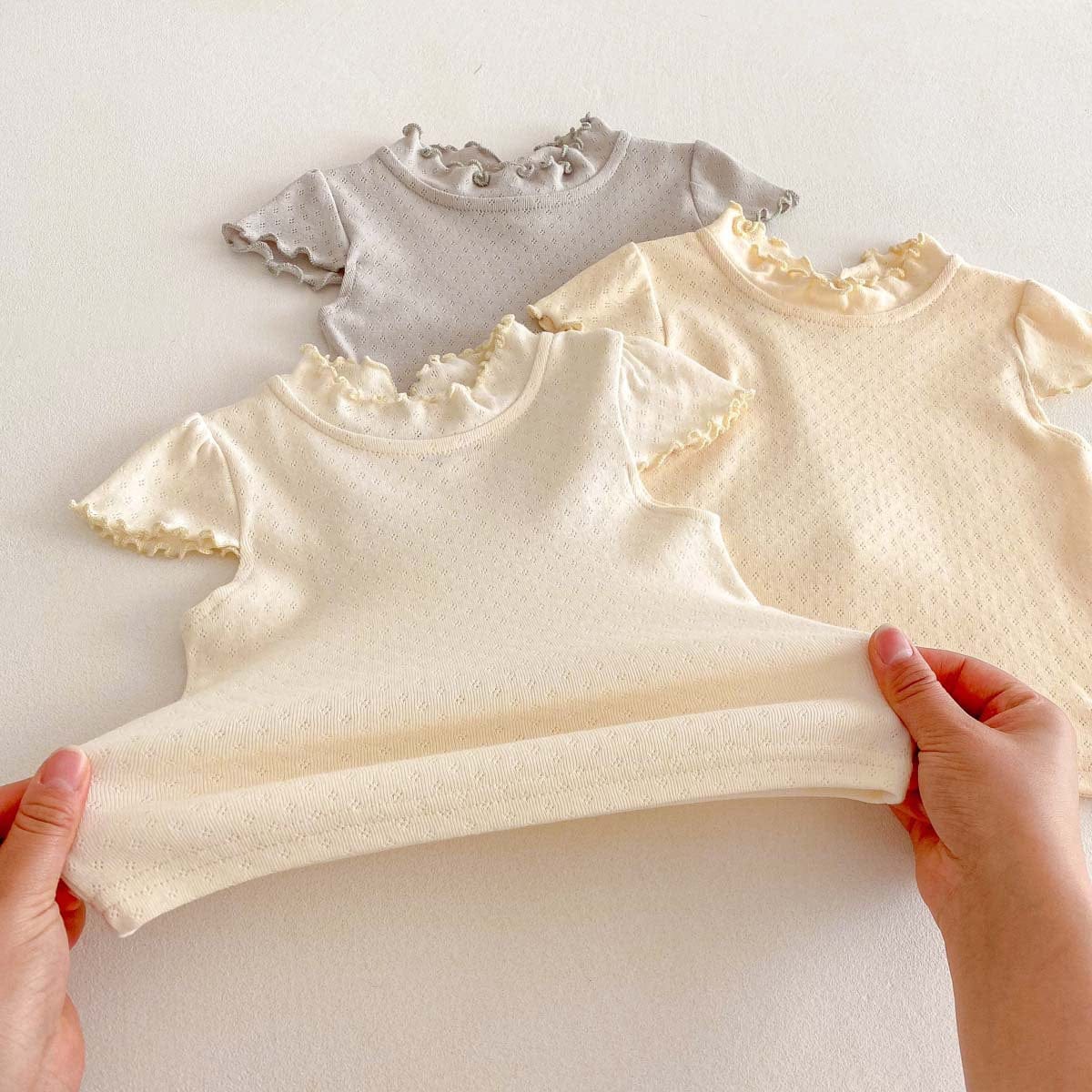 半袖Tシャツ フリルスタンドカラー半袖Tシャツ【mh0010348】