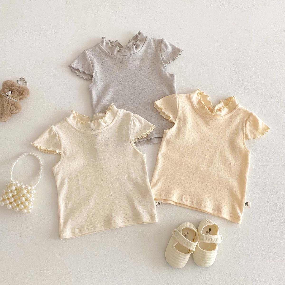 半袖Tシャツ フリルスタンドカラー半袖Tシャツ【mh0010348】