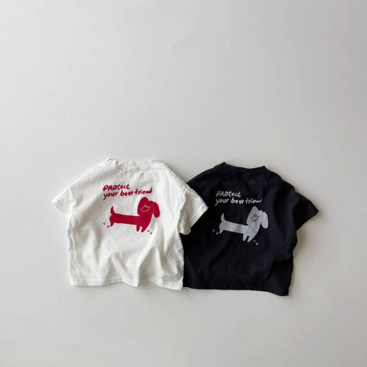 半袖Tシャツ ドッグプリント半袖Tシャツ【mh0010365】