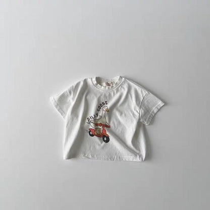 半袖Tシャツ あひるスクータープリント半袖Tシャツ【mh0010410】