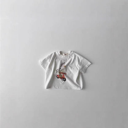 半袖Tシャツ あひるスクータープリント半袖Tシャツ【mh0010410】