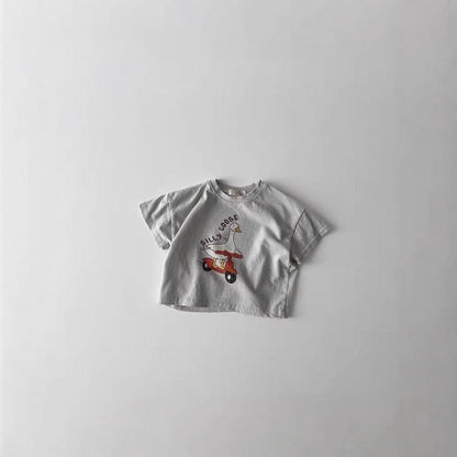 半袖Tシャツ あひるスクータープリント半袖Tシャツ【mh0010410】