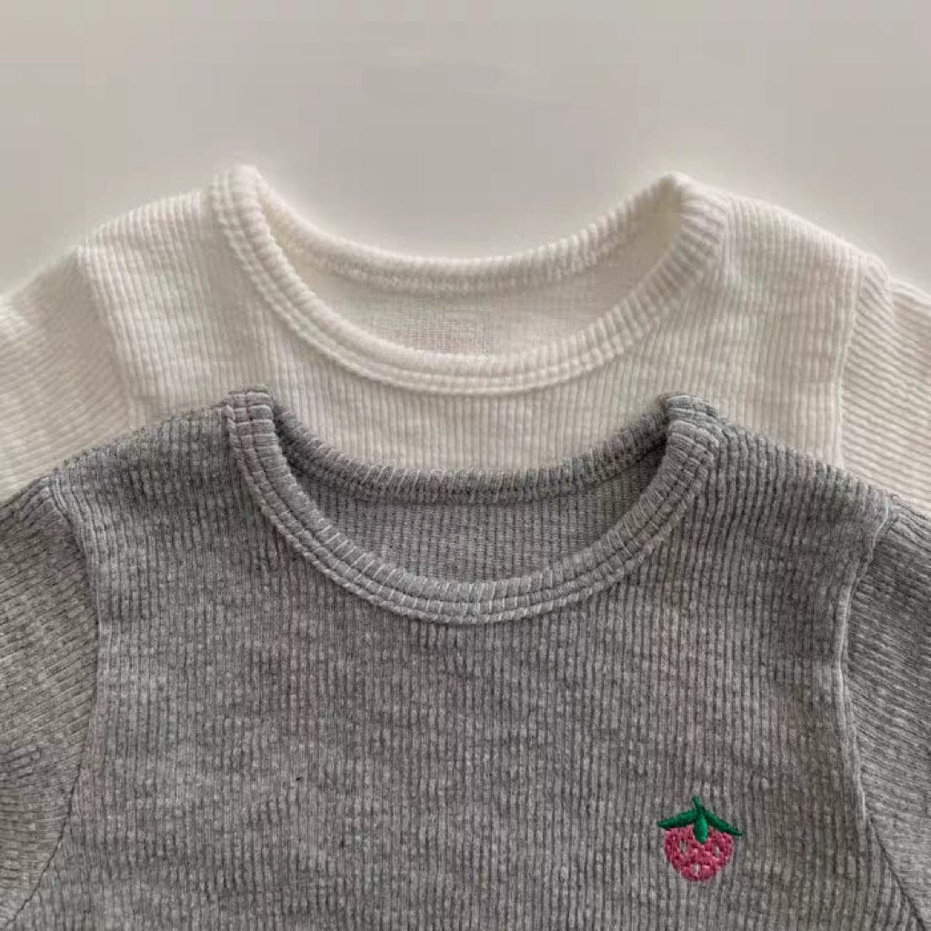 半袖Tシャツ いちご刺繍半袖カットソーTシャツ【mh0010411】