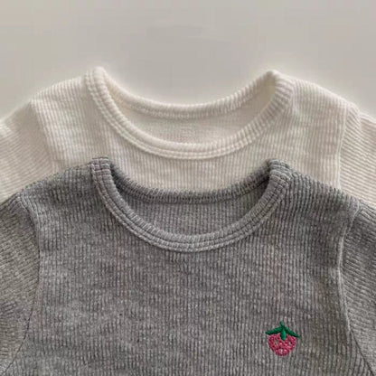 半袖Tシャツ いちご刺繍半袖カットソーTシャツ【mh0010411】