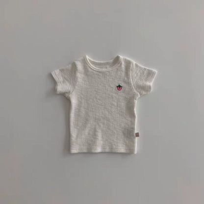 半袖Tシャツ いちご刺繍半袖カットソーTシャツ【mh0010411】