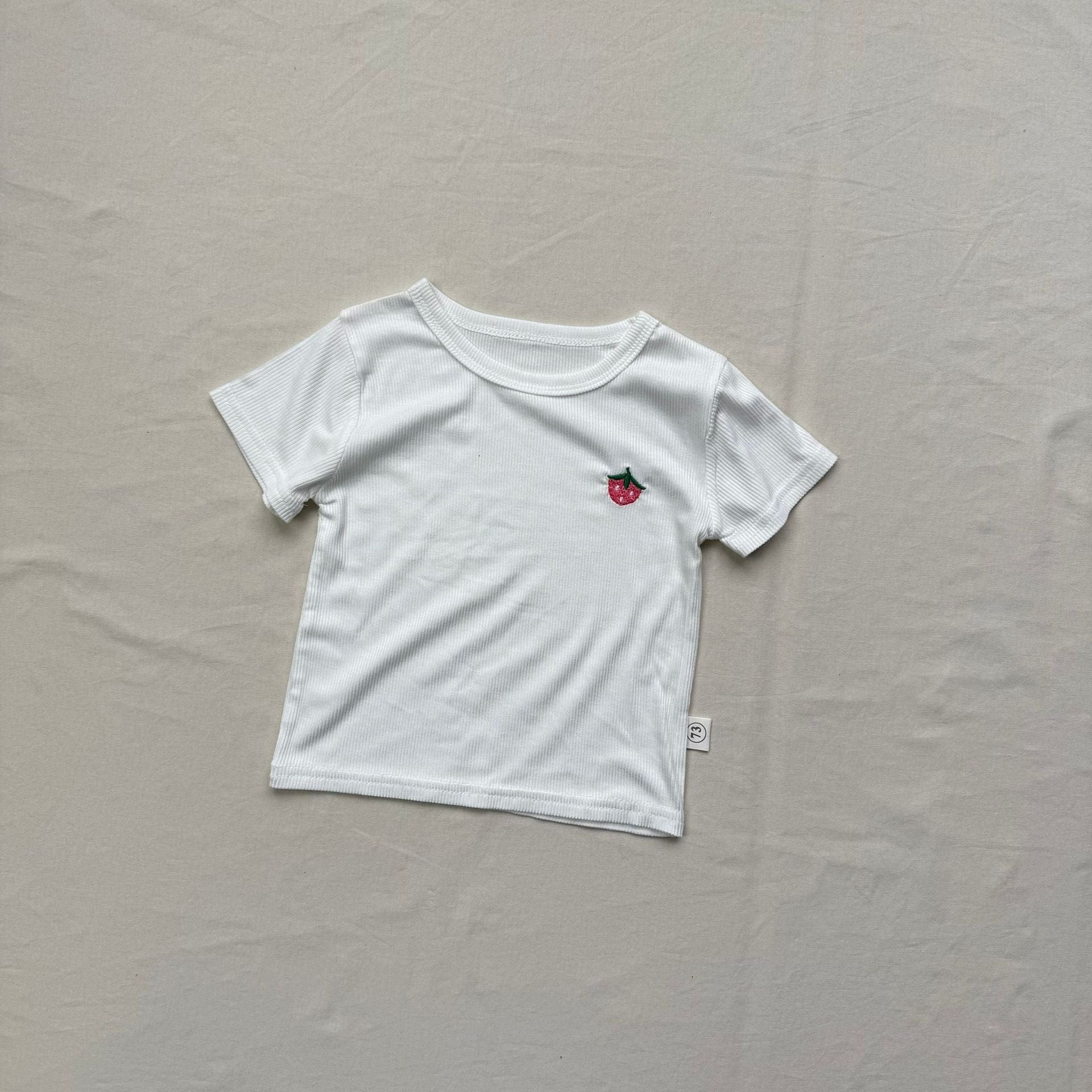 半袖Tシャツ いちご刺繍半袖Tシャツ【mh0010416】