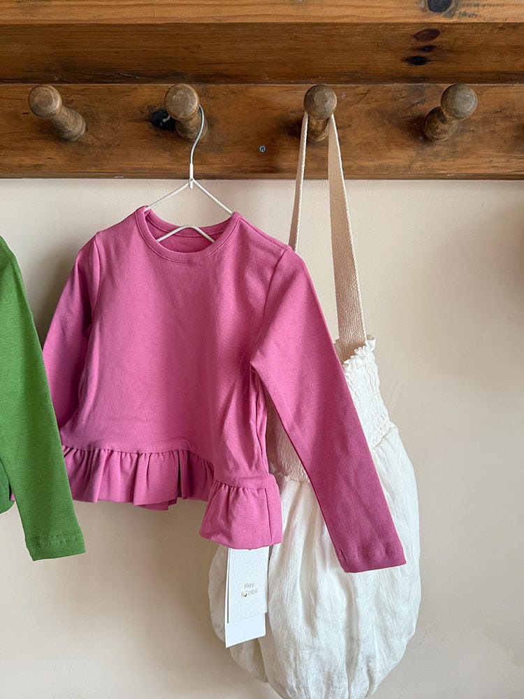 長袖Tシャツ 裾フリル長袖Tシャツカットソー【mh0010576】