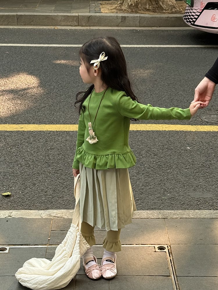 長袖Tシャツ 裾フリル長袖Tシャツカットソー【mh0010576】