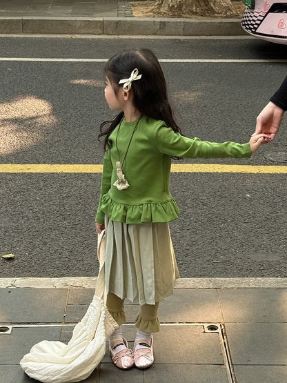 長袖Tシャツ 裾フリル長袖Tシャツカットソー【mh0010576】