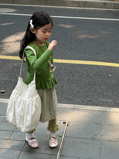 長袖Tシャツ 裾フリル長袖Tシャツカットソー【mh0010576】