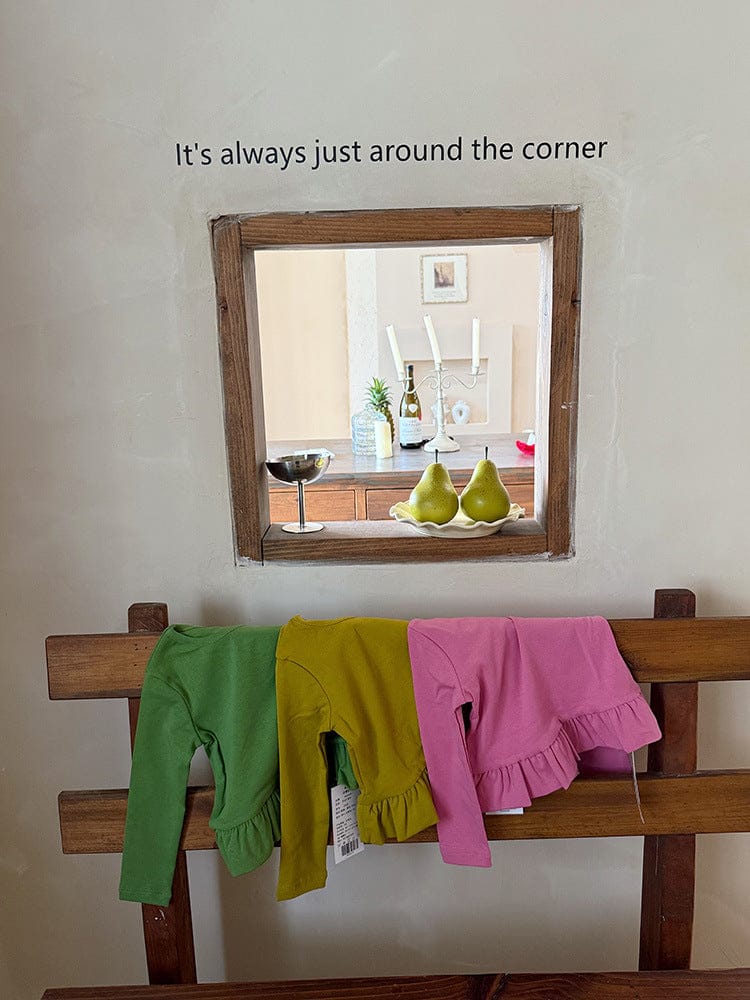 長袖Tシャツ 裾フリル長袖Tシャツカットソー【mh0010576】