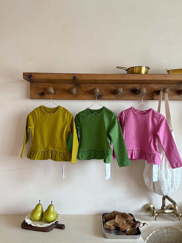 長袖Tシャツ 裾フリル長袖Tシャツカットソー【mh0010576】