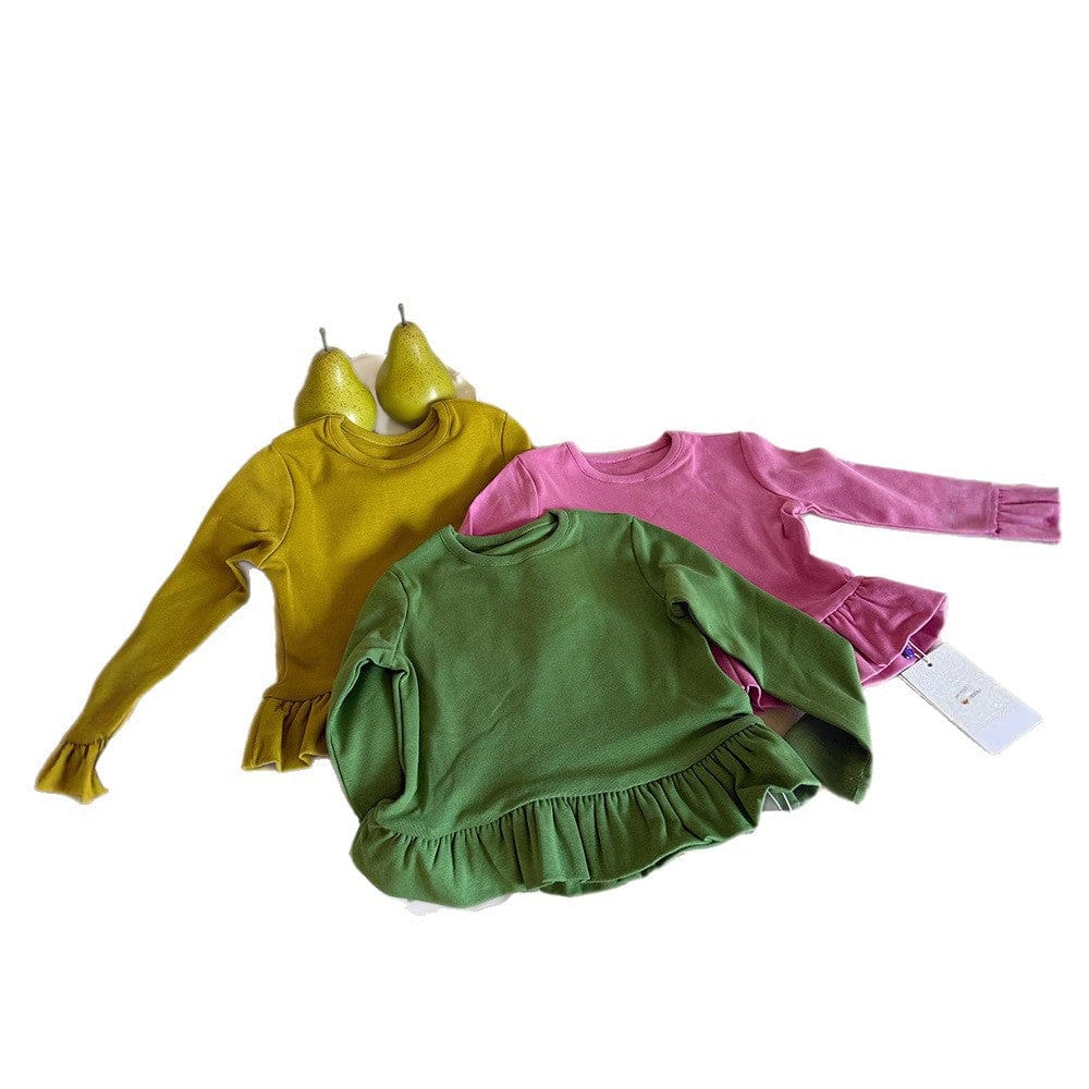 長袖Tシャツ 裾フリル長袖Tシャツカットソー【mh0010576】