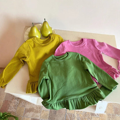 長袖Tシャツ 裾フリル長袖Tシャツカットソー【mh0010576】