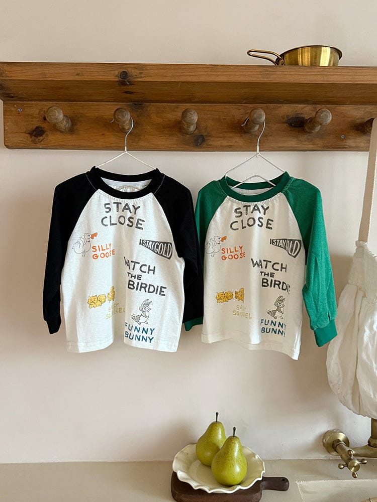 長袖Tシャツ プリント長袖ラグランパッチワークTシャツ【mh0010581】