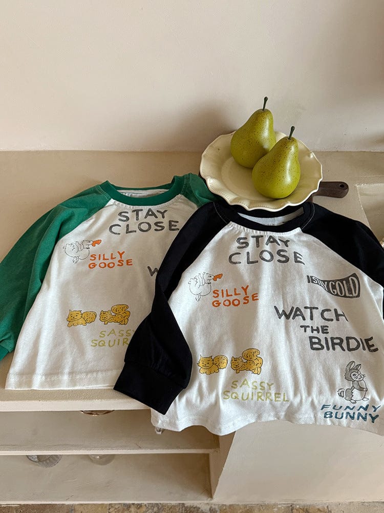 長袖Tシャツ プリント長袖ラグランパッチワークTシャツ【mh0010581】