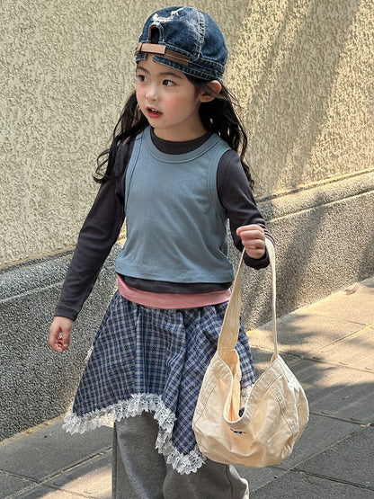 長袖Tシャツ フェイクスリーピースコントラストカラー長袖Tシャツ【mh0010589】