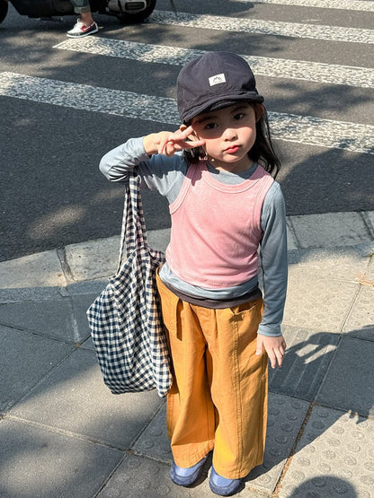 長袖Tシャツ フェイクスリーピースコントラストカラー長袖Tシャツ【mh0010589】